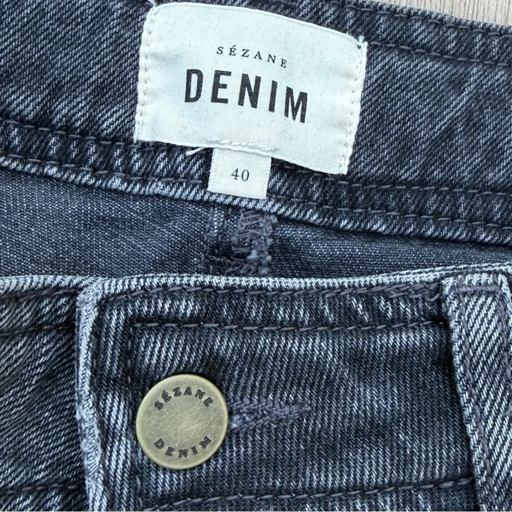 Sezane Le Crop Grey Denim Wide Leg Jeans Size 40 (8/10) Hi Rise Parisian Chic - Picture 2 of 8